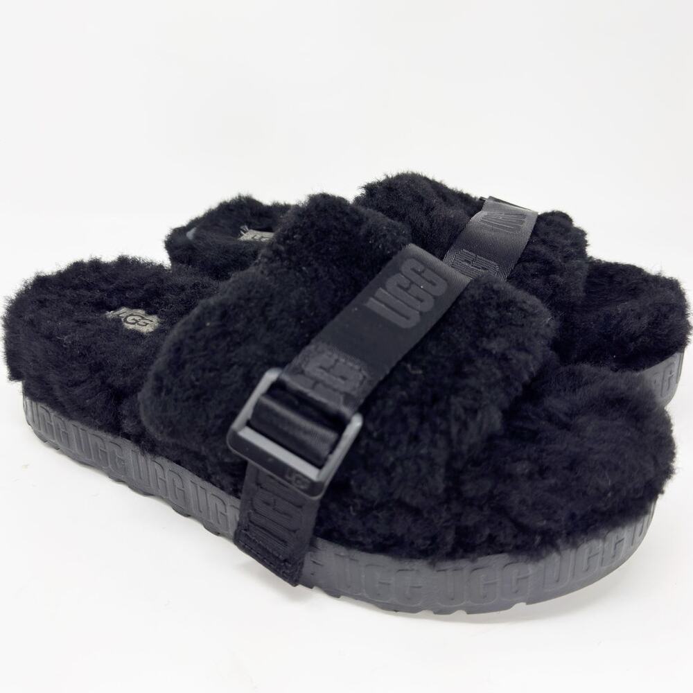UGG Women's Fluffita Black Platform Slides size 9